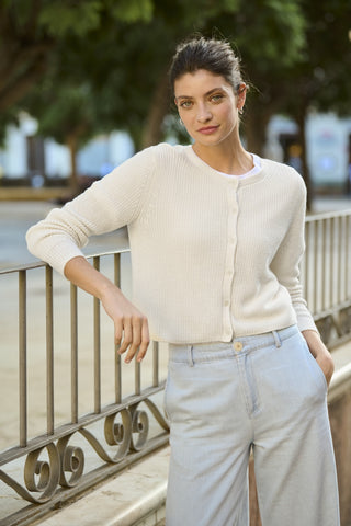 Gigia Cardigan Sweater in Eggnog