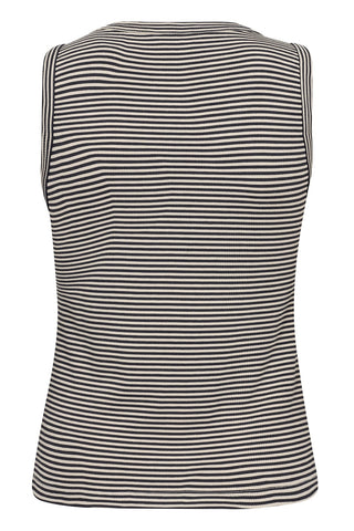 Nikkia Sleeveless T-Shirt in French Oak-and-Navy Stripe