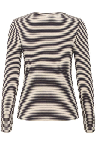 Nikou Long-Sleeved T-Shirt in French Oak-and-Navy Stripes