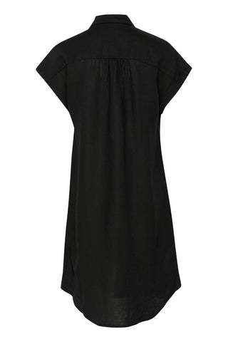 Ellena Linen-Blend Shirt Dress in Black