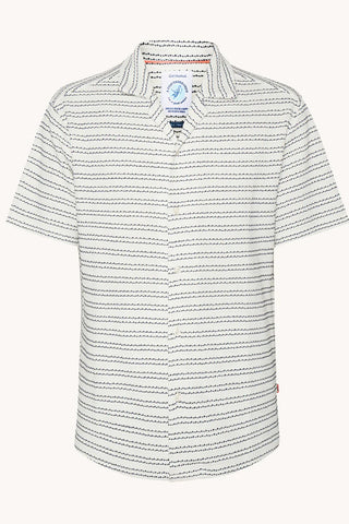 Short Sleeve Shirt in Off-White Stripe