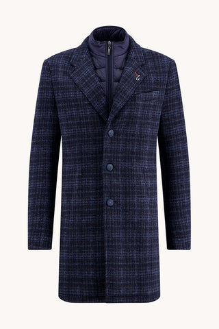 Overcoat in Navy Check