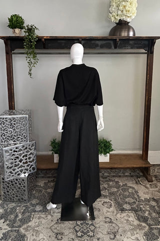 Wide Leg Linen Pant in Grey