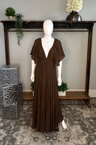 Short Sleeve Dress in Brown