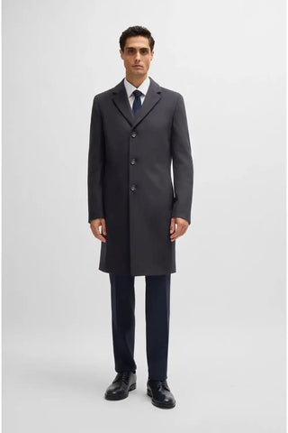 Carson Classic Wool Coat in Blue/Charcoal Melange