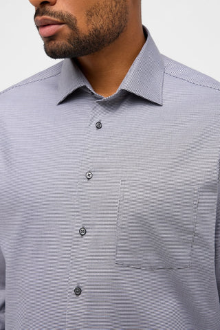 Long-Sleeved, Modern-Fit Shirt in Grey Structured