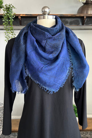 Patterned Scarf in Paisley Indigo