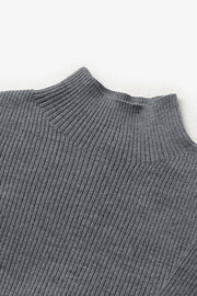 Fine Knit Wool Sweater in Smoke Gray