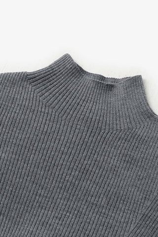 Fine Knit Wool Sweater in Smoke Gray