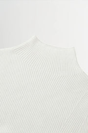 Fine Knit Wool Sweater in White