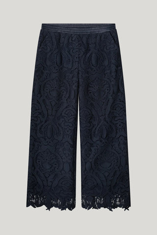 Long Lace Pants in Navy Noir