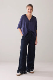Long Lace Pants in Navy Noir