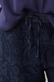 Long Lace Pants in Navy Noir