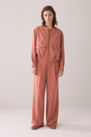 Trousers With Pleated Waistband in Sepia Blush