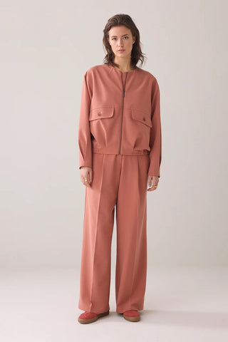 Trousers With Pleated Waistband in Sepia Blush