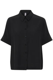 Asmine Short-Sleeved Button-Front Shirt in Black