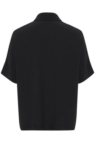 Asmine Short-Sleeved Button-Front Shirt in Black