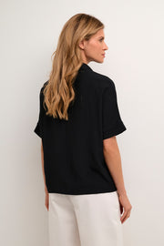 Asmine Short-Sleeved Button-Front Shirt in Black