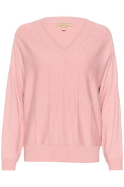 Gapa Annemarie V-Neck Pullover in Pale Mauve Mélange