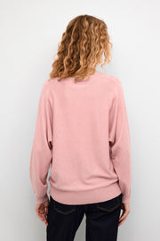 Gapa Annemarie V-Neck Pullover in Pale Mauve Mélange