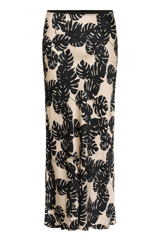 Miso Berna Skirt in Black Palm-Leaf Print
