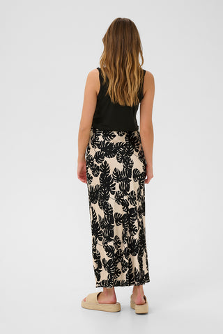 Miso Berna Skirt in Black Palm-Leaf Print