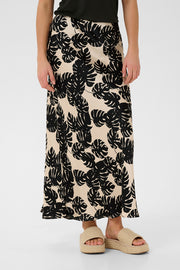 Miso Berna Skirt in Black Palm-Leaf Print