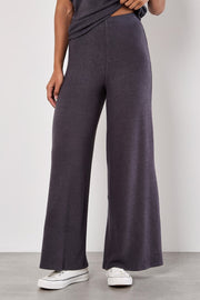 Soft-Touch Wide-Legged Trousers in Charcoal