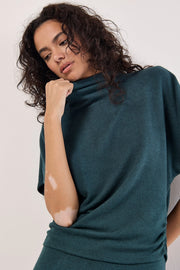 Soft-Touch, High-Necked Top in Green