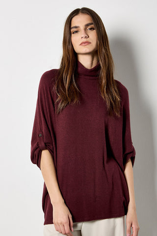 Soft Touch High Neck Sweater in Burgundy