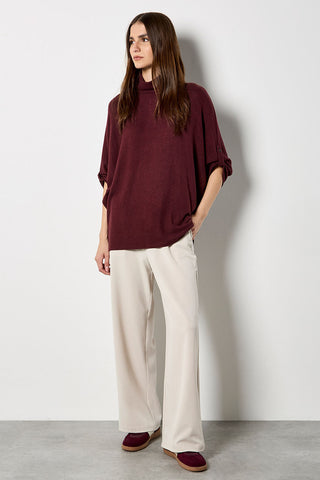 Soft Touch High Neck Sweater in Burgundy