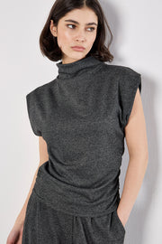 Mock Neck Top and Pant Set in Mini Houndstooth