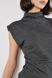 Mock Neck Top and Pant Set in Mini Houndstooth