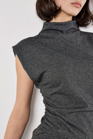 Mock Neck Top and Pant Set in Mini Houndstooth