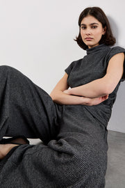 Mock Neck Top and Pant Set in Mini Houndstooth