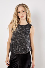 Chevron Sequin Sleeveless Top