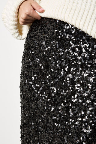 Sequin Maxi Skirt in Black