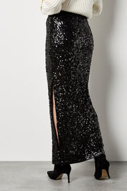 Sequin Maxi Skirt in Black
