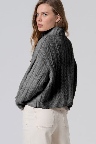Cable Cardigan Sweater in Grey