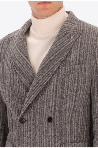 Bradford Multi Stripe Double Breasted Sport Coat in Medium Grey