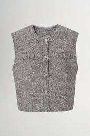 Bouclè Knit Vest in Grey