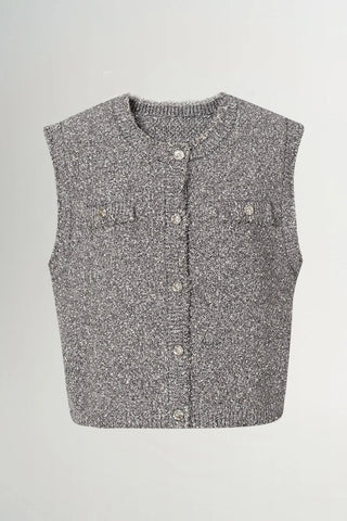 Bouclè Knit Vest in Grey