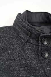 Wool Coat in Black Tweed