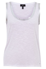 Silver-Trimmed Tank Top in White