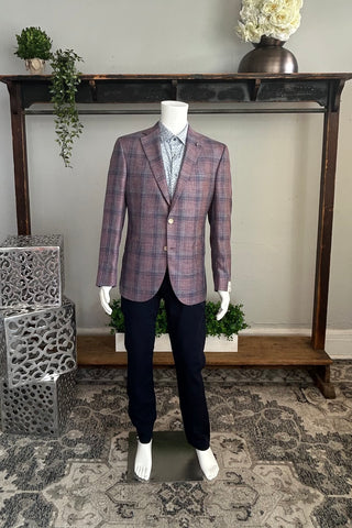 Conway Sport Coat in Pink and Blue Plaid