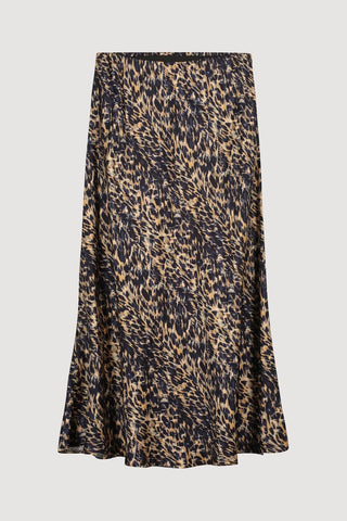 Midi-Length Skirt in Multicoloured Animal Print