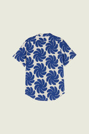 Nebula Cuba Linen Shirt With Blue Pinwheel Print
