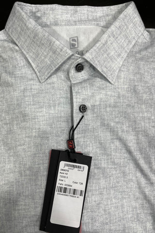 Short-Sleeved Knit Sport Shirt in Heathered Grey