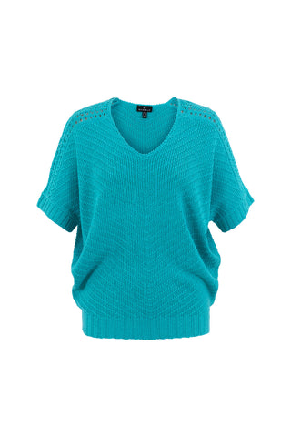 V-Neck, Dolman-Sleeved Pointelle Sweater in 3 Colours