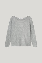 Knitted Boat-Neck Sweater in Grey Mist